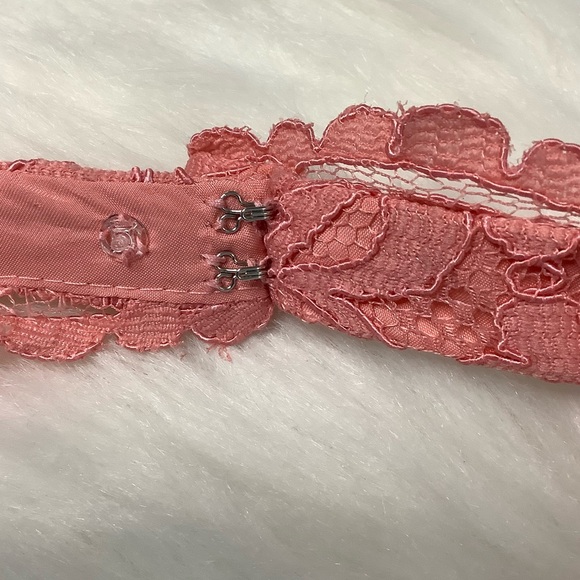 NWT 🍑David's Bridal Peach Lace Halter Dress - Picture 9 of 16